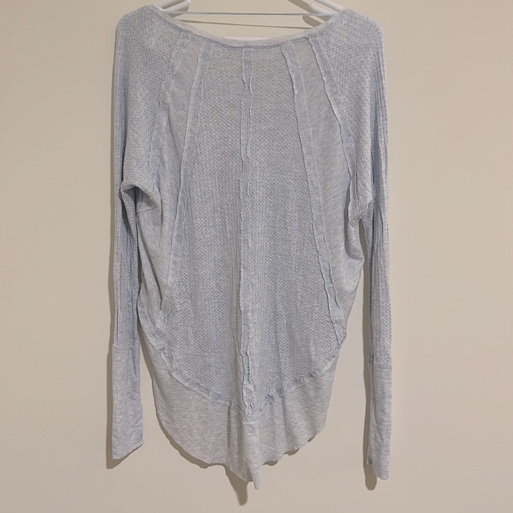 We The Free Catalina Pastel Blue Tunic Thermal Waffle Knit Long Sleeve - Picture 5 of 8